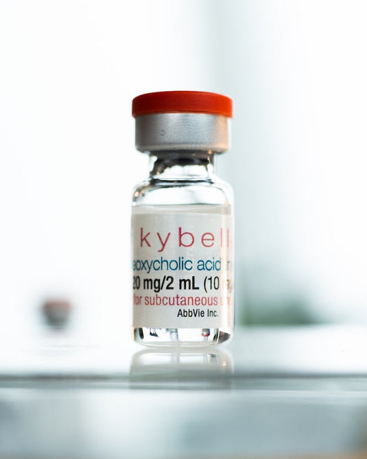 Vial of Kybella for non-surgical treatment of double chin at Bloom Aesthetics